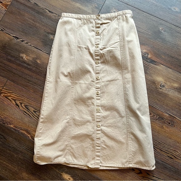 Tan button up classic cotton skirt vintage size medium - Picture 1 of 10